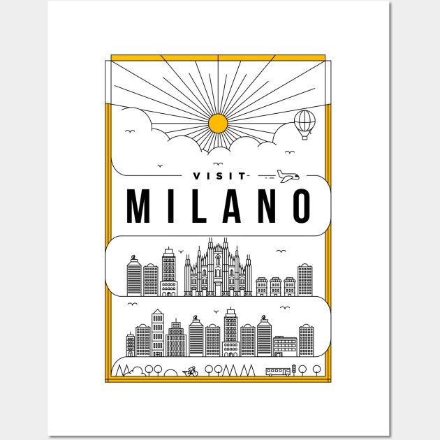 Milano Minimal Lineal Poster Wall Art by kursatunsal